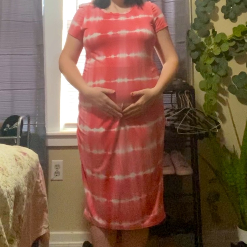 Coral Maternity Dress